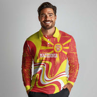 Macedonia Football Custom Long Sleeve Polo Shirt Go Risovi Grunge Style - Wonder Print Shop