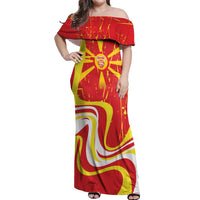 Macedonia Football Custom Off Shoulder Maxi Dress Go Risovi Grunge Style - Wonder Print Shop