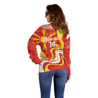 Macedonia Football Custom Off Shoulder Sweater Go Risovi Grunge Style - Wonder Print Shop