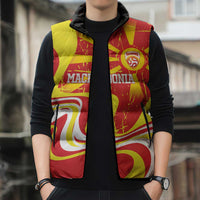 Macedonia Football Custom Sleeveless Puffer Jacket Go Risovi Grunge Style - Wonder Print Shop