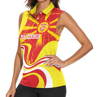 Macedonia Football Custom Women Sleeveless Polo Shirt Go Risovi Grunge Style - Wonder Print Shop
