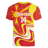 Macedonia Football Custom Women V-Neck T-Shirt Go Risovi Grunge Style - Wonder Print Shop