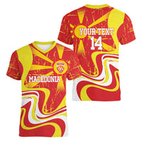 Macedonia Football Custom Women V-Neck T-Shirt Go Risovi Grunge Style - Wonder Print Shop