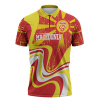Macedonia Football Custom Zipper Polo Shirt Go Risovi Grunge Style - Wonder Print Shop