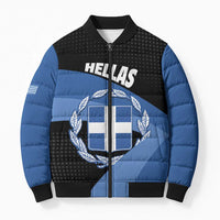 Personalised Greece Hellas Bomber Puffer Jacket Coat Of Arms - Wonder Print Shop