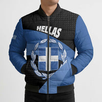 Personalised Greece Hellas Bomber Puffer Jacket Coat Of Arms - Wonder Print Shop