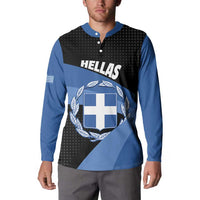 Personalised Greece Hellas Button Sweatshirt Coat Of Arms - Wonder Print Shop