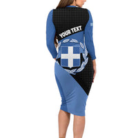 Personalised Greece Hellas Family Matching Long Sleeve Bodycon Dress and Hawaiian Shirt Coat Of Arms - Wonder Print Shop