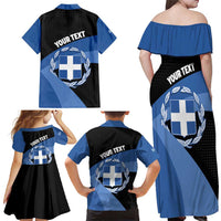 Personalised Greece Hellas Family Matching Off Shoulder Maxi Dress and Hawaiian Shirt Coat Of Arms - Wonder Print Shop