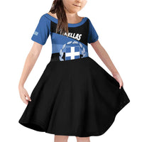 Personalised Greece Hellas Family Matching Off Shoulder Short Dress and Hawaiian Shirt Coat Of Arms - Wonder Print Shop