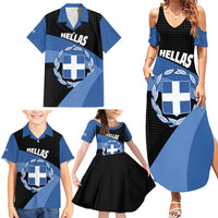 Personalised Greece Hellas Family Matching Summer Maxi Dress and Hawaiian Shirt Coat Of Arms - Wonder Print Shop