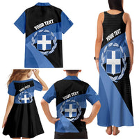 Personalised Greece Hellas Family Matching Tank Maxi Dress and Hawaiian Shirt Coat Of Arms - Wonder Print Shop