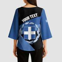 Personalised Greece Hellas Kimono Sleeve Blouse Coat Of Arms - Wonder Print Shop