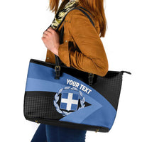 Personalised Greece Hellas Leather Tote Bag Coat Of Arms - Wonder Print Shop