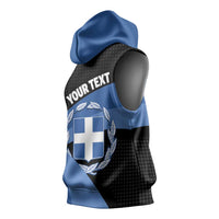 Personalised Greece Hellas Sleeveless Hoodie Coat Of Arms - Wonder Print Shop