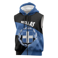 Personalised Greece Hellas Sleeveless Zip Hoodie Coat Of Arms - Wonder Print Shop