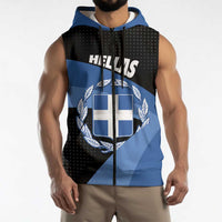 Personalised Greece Hellas Sleeveless Zip Hoodie Coat Of Arms - Wonder Print Shop