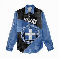 Personalised Greece Hellas Women Casual Shirt Coat Of Arms - Wonder Print Shop