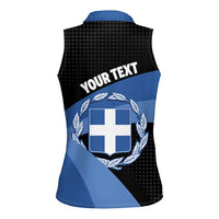 Personalised Greece Hellas Women Sleeveless Polo Shirt Coat Of Arms - Wonder Print Shop