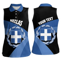 Personalised Greece Hellas Women Sleeveless Polo Shirt Coat Of Arms - Wonder Print Shop