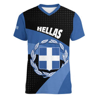 Personalised Greece Hellas Women V-Neck T-Shirt Coat Of Arms - Wonder Print Shop