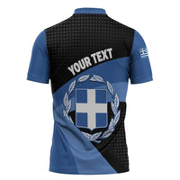 Personalised Greece Hellas Zipper Polo Shirt Coat Of Arms - Wonder Print Shop