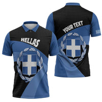 Personalised Greece Hellas Zipper Polo Shirt Coat Of Arms - Wonder Print Shop