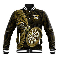Personalised New Zealand Darts Baseball Jacket Happiness Is A Tight Threesome Maori Gold - Wonder Print Shop