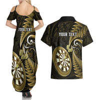 Personalised New Zealand Darts Couples Matching Summer Maxi Dress and Hawaiian Shirt Happiness Is A Tight Threesome Maori Gold - Wonder Print Shop