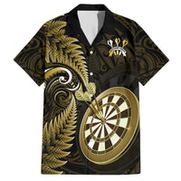 Personalised New Zealand Darts Family Matching Off Shoulder Maxi Dress and Hawaiian Shirt Happiness Is A Tight Threesome Maori Gold - Wonder Print Shop