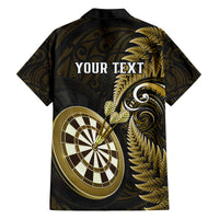Personalised New Zealand Darts Family Matching Off Shoulder Maxi Dress and Hawaiian Shirt Happiness Is A Tight Threesome Maori Gold - Wonder Print Shop