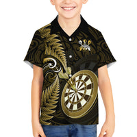 Personalised New Zealand Darts Family Matching Off Shoulder Short Dress and Hawaiian Shirt Happiness Is A Tight Threesome Maori Gold - Wonder Print Shop