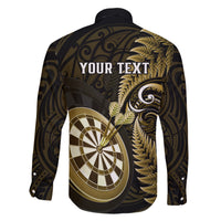 Personalised New Zealand Darts Family Matching Short Sleeve Bodycon Dress and Hawaiian Shirt Happiness Is A Tight Threesome Maori Gold - Wonder Print Shop