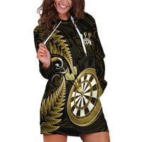 Personalised New Zealand Darts Hoodie Dress Happiness Is A Tight Threesome Maori Gold - Wonder Print Shop