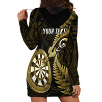 Personalised New Zealand Darts Hoodie Dress Happiness Is A Tight Threesome Maori Gold - Wonder Print Shop