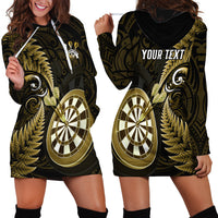 Personalised New Zealand Darts Hoodie Dress Happiness Is A Tight Threesome Maori Gold - Wonder Print Shop