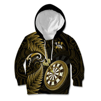 Personalised New Zealand Darts Kid Hoodie Happiness Is A Tight Threesome Maori Gold - Wonder Print Shop