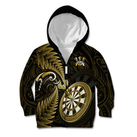 Personalised New Zealand Darts Kid Hoodie Happiness Is A Tight Threesome Maori Gold - Wonder Print Shop