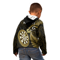 Personalised New Zealand Darts Kid Hoodie Happiness Is A Tight Threesome Maori Gold - Wonder Print Shop