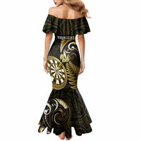 Personalised New Zealand Darts Mermaid Dress Happiness Is A Tight Threesome Maori Gold - Wonder Print Shop