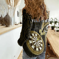 Personalised New Zealand Darts Women Casual Shirt Happiness Is A Tight Threesome Maori Gold - Wonder Print Shop