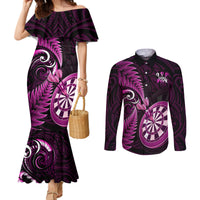 new-zealand-darts-couples-matching-mermaid-dress-and-long-sleeve-button-shirts-happiness-is-a-tight-threesome-maori-pink
