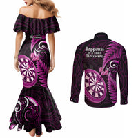 new-zealand-darts-couples-matching-mermaid-dress-and-long-sleeve-button-shirts-happiness-is-a-tight-threesome-maori-pink