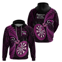 New Zealand Darts Hoodie Happiness Is A Tight Threesome Maori Pink - Wonder Print Shop