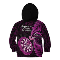 New Zealand Darts Kid Hoodie Happiness Is A Tight Threesome Maori Pink - Wonder Print Shop