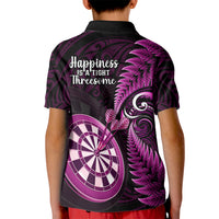 New Zealand Darts Kid Polo Shirt Happiness Is A Tight Threesome Maori Pink - Wonder Print Shop