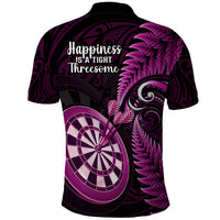 New Zealand Darts Polo Shirt Happiness Is A Tight Threesome Maori Pink - Wonder Print Shop