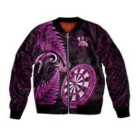 Personalised New Zealand Darts Bomber Jacket Happiness Is A Tight Threesome Maori Pink - Wonder Print Shop