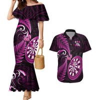 Personalised New Zealand Darts Couples Matching Mermaid Dress and Hawaiian Shirt Happiness Is A Tight Threesome Maori Pink - Wonder Print Shop
