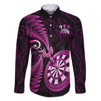 Personalised New Zealand Darts Family Matching Off Shoulder Long Sleeve Dress and Hawaiian Shirt Happiness Is A Tight Threesome Maori Pink - Wonder Print Shop